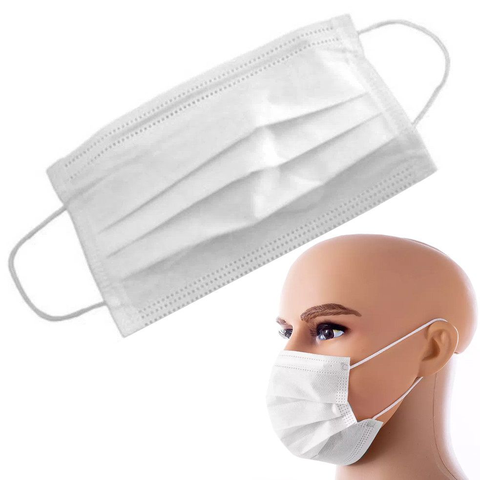 Máscara descartável cirúrgica TNT branca pacote com 50 unidades - More  Safety Epis - Equipamentos e acessórios de proteção.