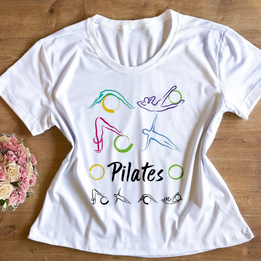 T Shirt Pilates Exercicio Linda Estampa