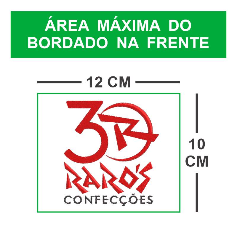 Área Máxima do Bordado - 12x10 cm