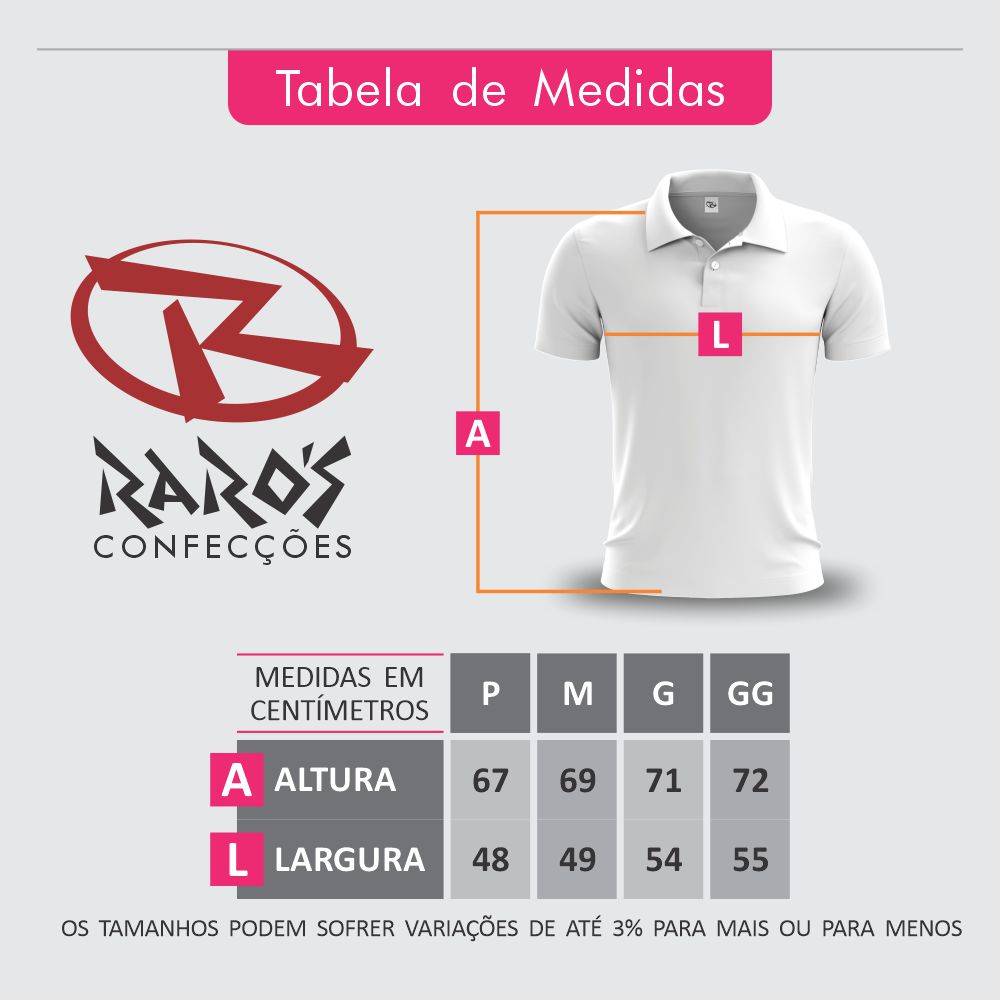 Tabela de Medidas Camisa Polo Raros