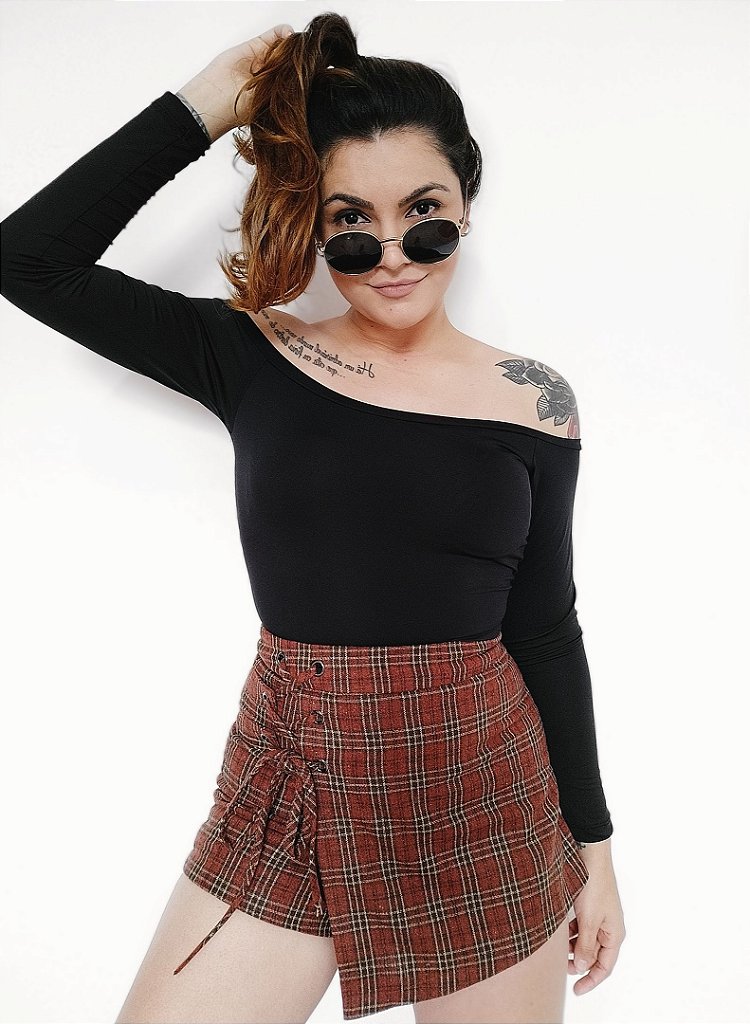 short saia quadriculado