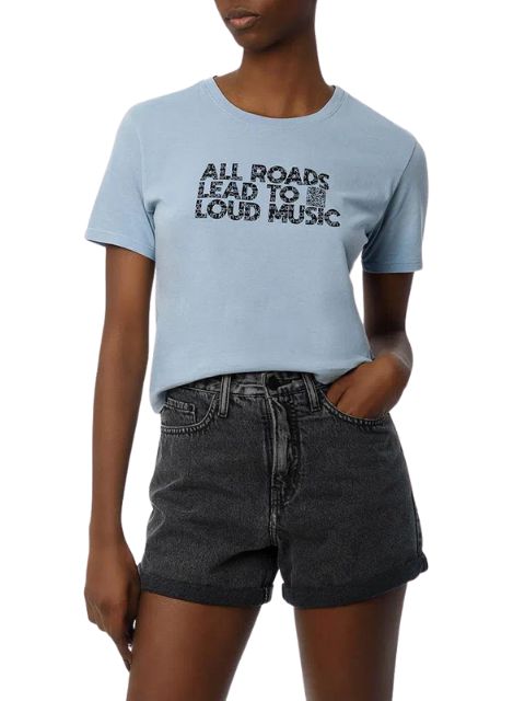Calvin Klein Jeans T-Shirt Estampa All Roads Azul Claro BC139 - Transwear