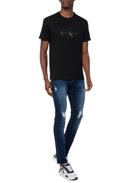 Camiseta Calvin Klein Jeans Masculina Issue Logo Blue Block Preta 