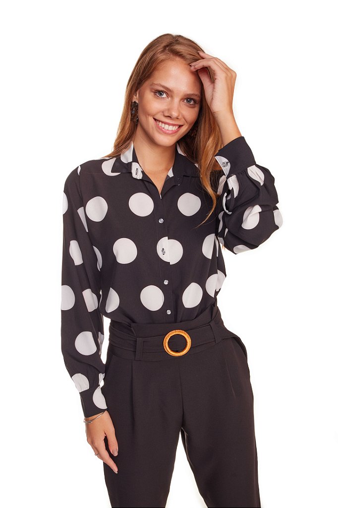 camisa feminina poá