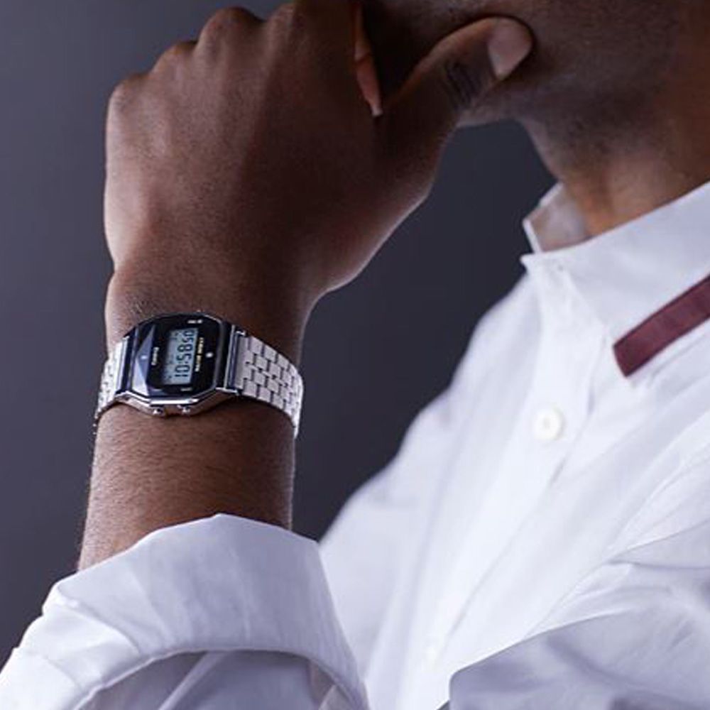 relógio casio vintage redondo diamond prateado