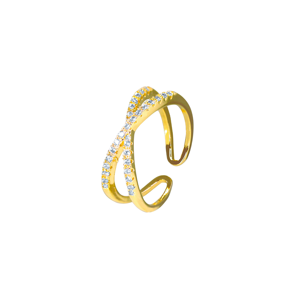 Anel Ajustável Infinito Zircônias Ouro