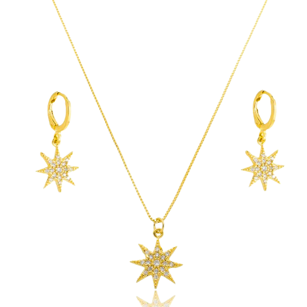 Conjunto Stellar - Brincos e Colar Estrela