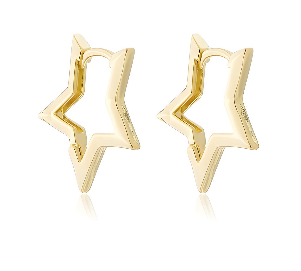 Brincos Vésper - Argolas Estrelas Ouro
