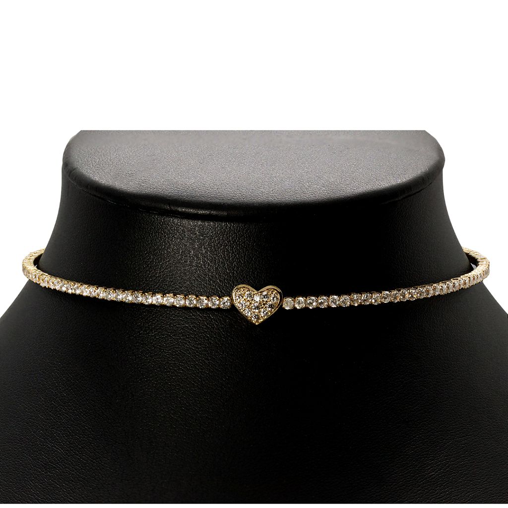 Gargantilha Choker Coração Ouro