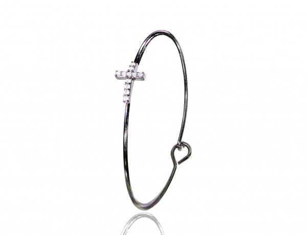 Pulseira Crucifixo Zircônias Grafite