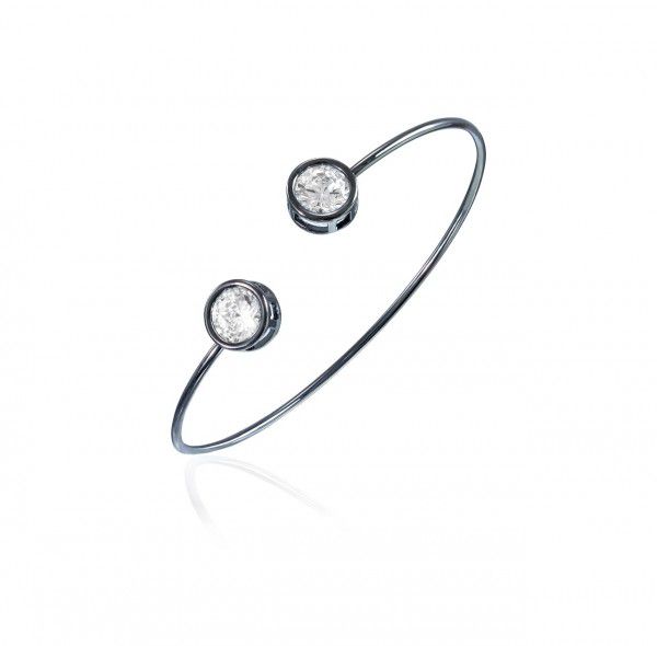 Pulseira Bracelete Rígido Ponto de Luz Zircônia Grafite