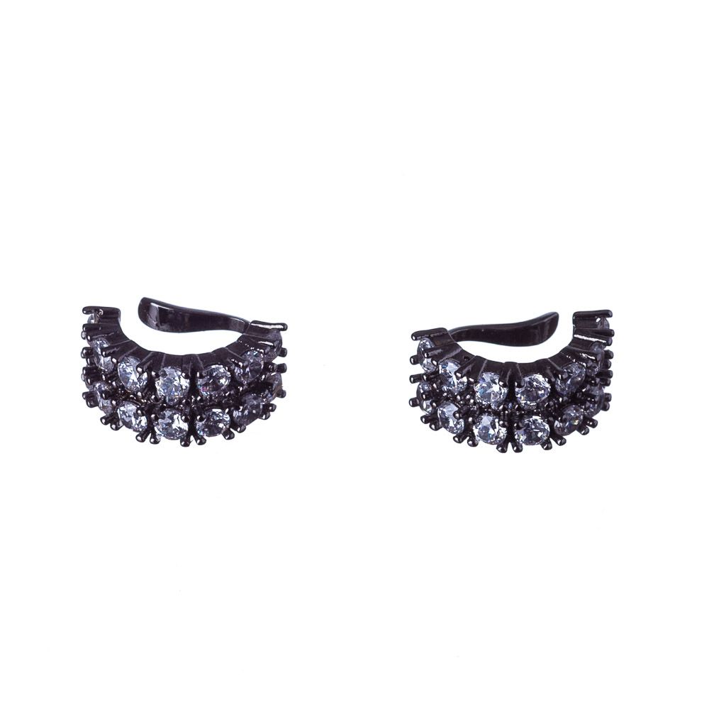 Par de Piercing Duplo Zircônias Ródio Negro