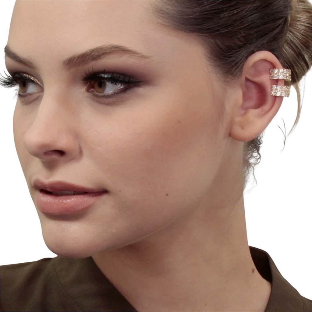 Par de Piercing Encaixe Duplo Zircônias