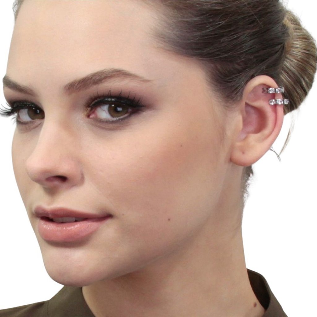 Par de Piercing Encaixe Zircônias Ródio Negro