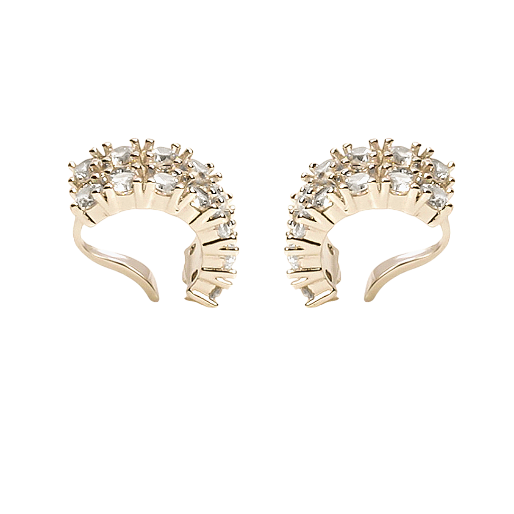 Par de Piercing Encaixe Zircônias Ródio Branco