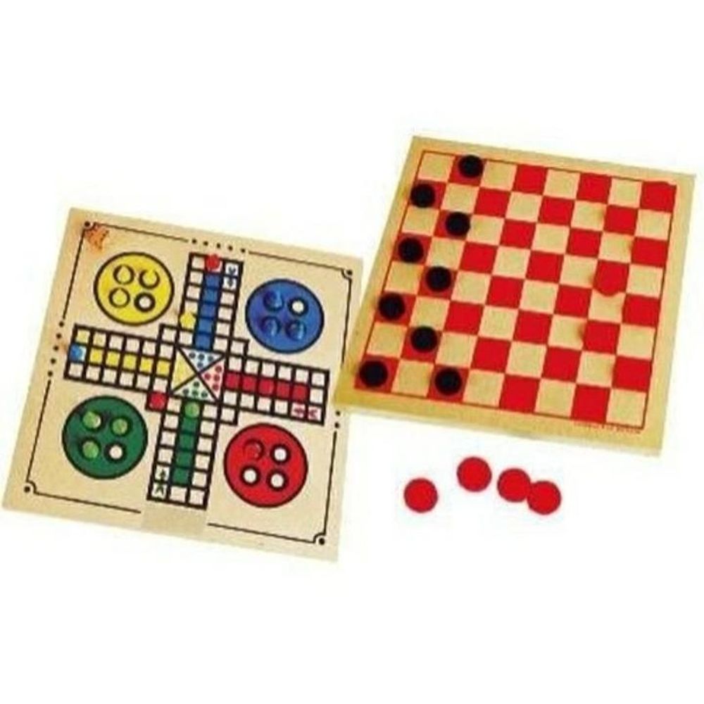 Jogo Damas E Ludo De Madeira - Brincadeira De Criança em Promoção