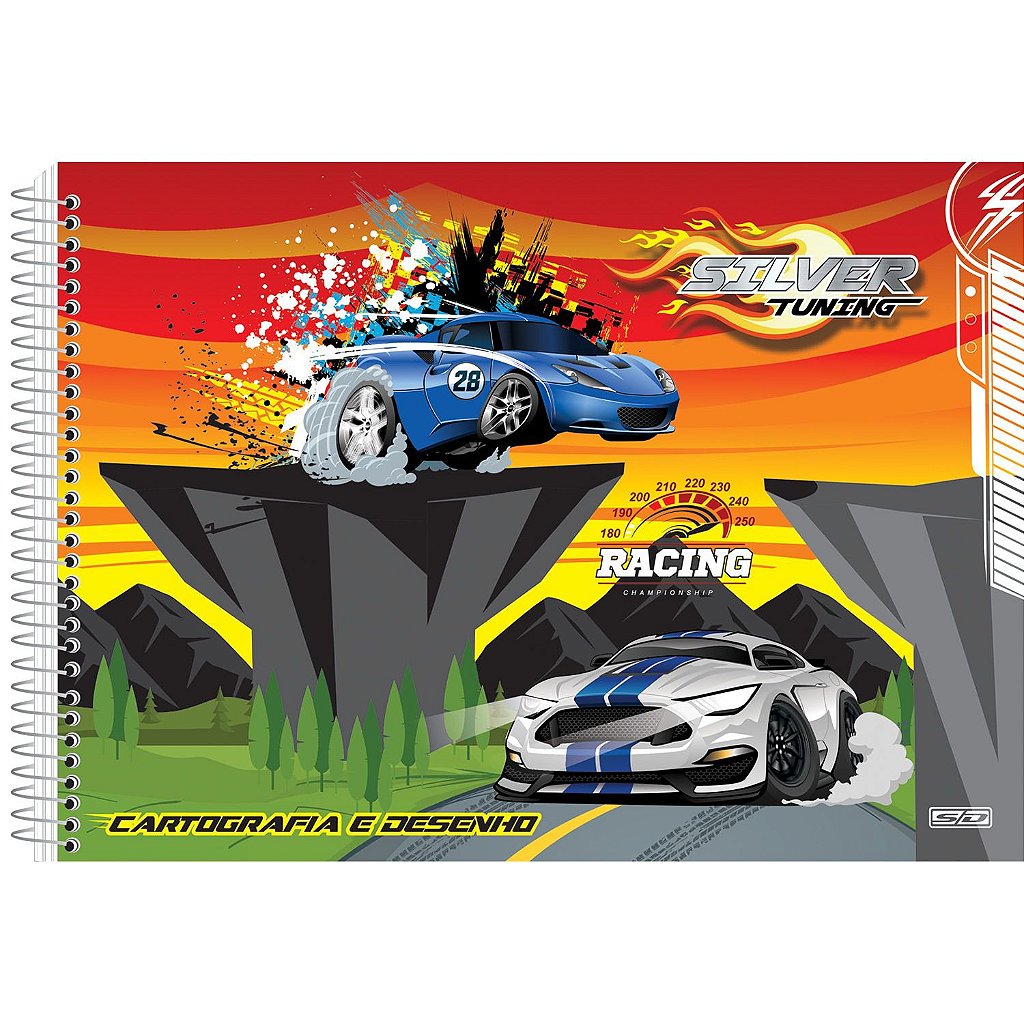 Caderno De Desenho A4 Personalizado - Tema Carros Corrida
