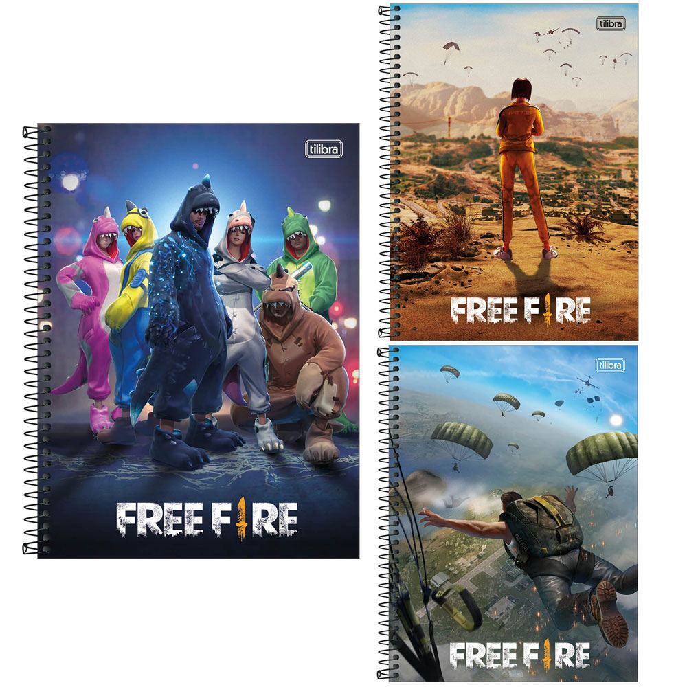 Caderno Espiral Pequeno Capa Dura Free Fire 80 Fls Tilibra