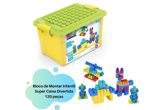 Jogo Bloco De Montar Com 52 Peças Monta Monta Super Fácil