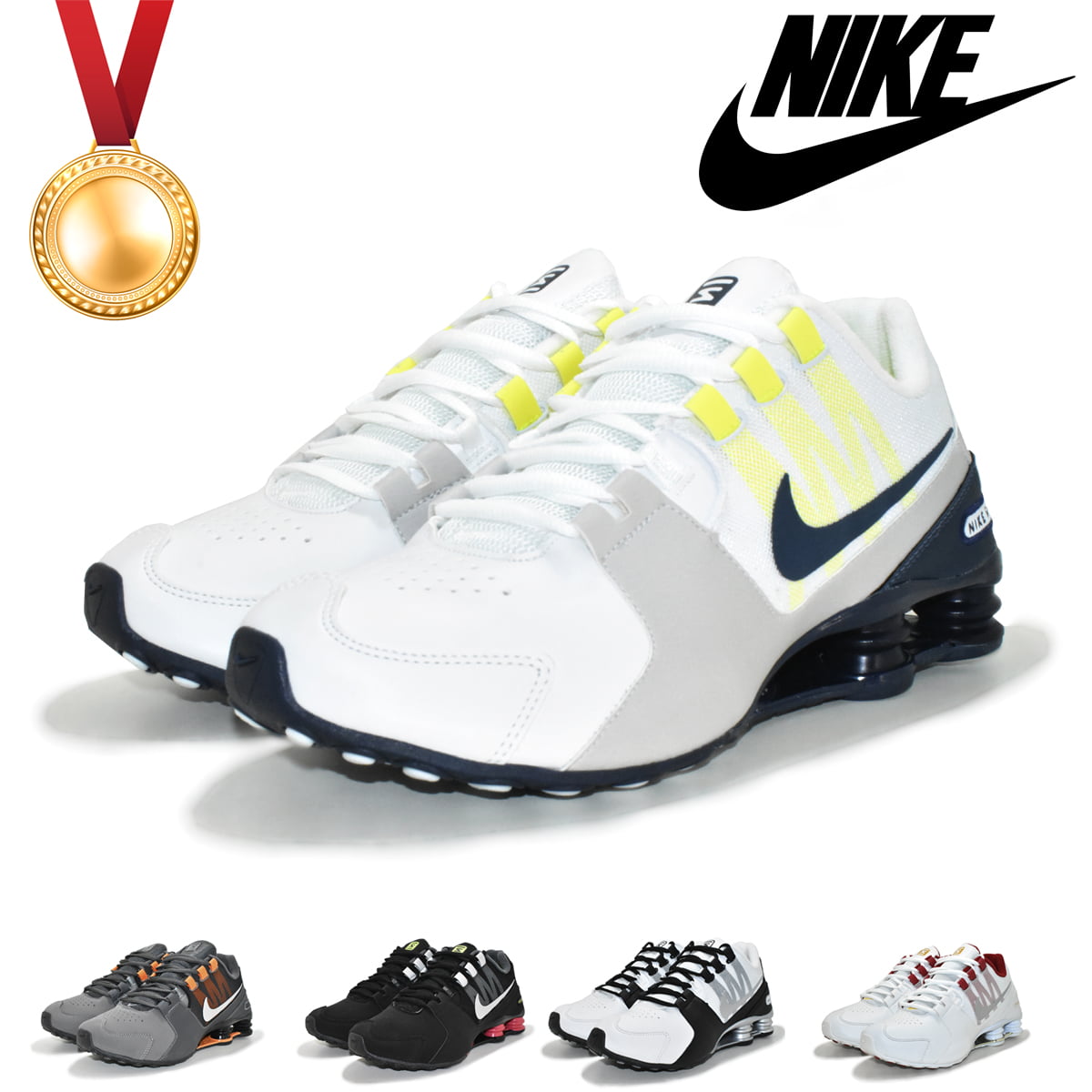 nike shox avenue branco e azul