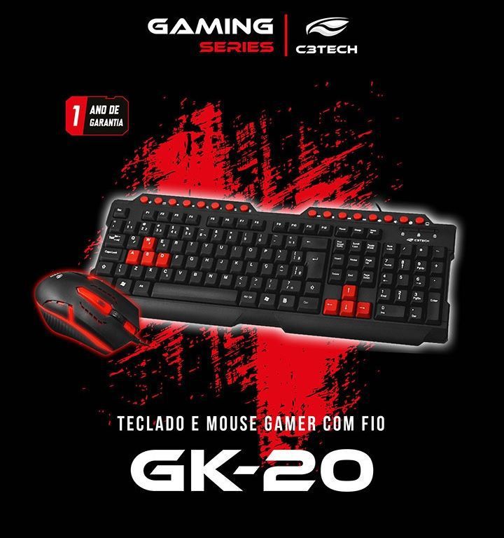 Teclado E Mouse Gamer Com Fio Teclas Destacadas C3 Tech GK-20 - LIOVI  TECNOLOGIA