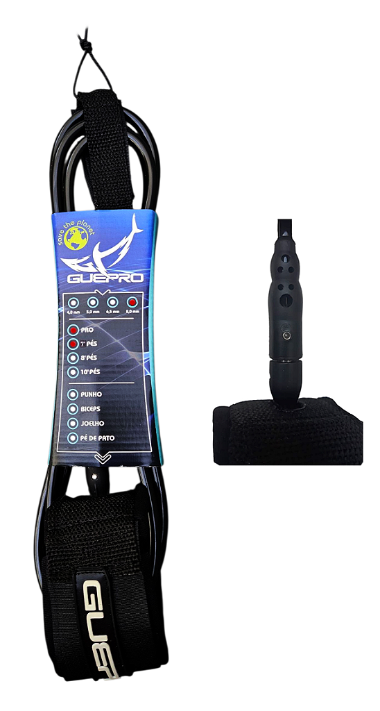Leash Extreme Serie Big Wave Duplo Rotor 8 Mm X 7' Preto - GUEPRO