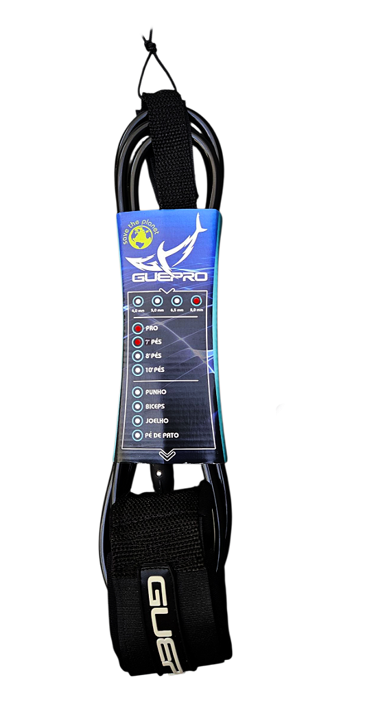 Leash Extreme Serie Big Wave Duplo Rotor 8 Mm X 7' Preto - GUEPRO
