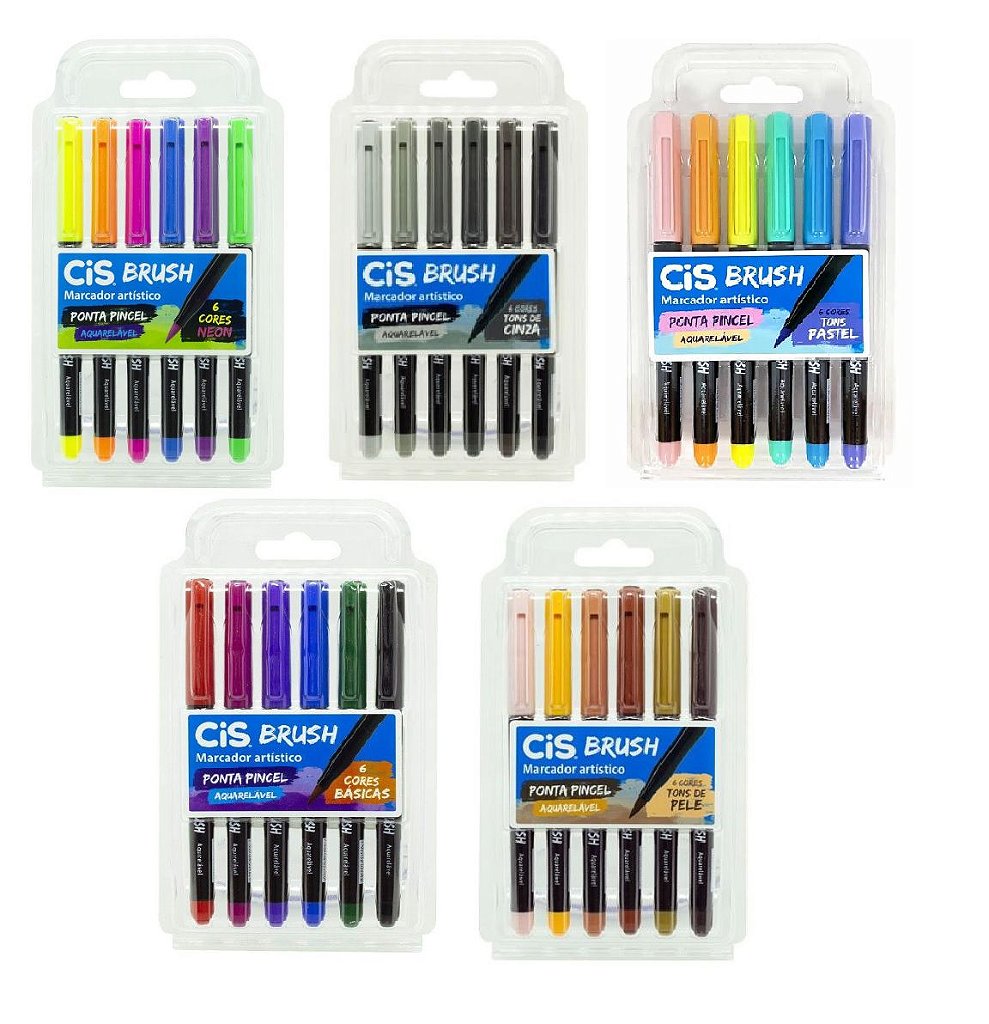 Caneta Brush Pen Cis Aquarelável com 6 cores - Sabiá Arteiro® - Sabiá  Arteiro® - Papelaria Criativa