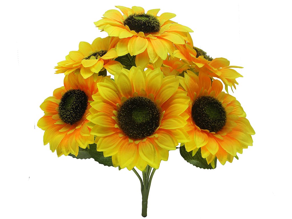 Buque Flor Artificial De Girassol X 7 50cm Floricultura Pernambucana Flores Artificiais
