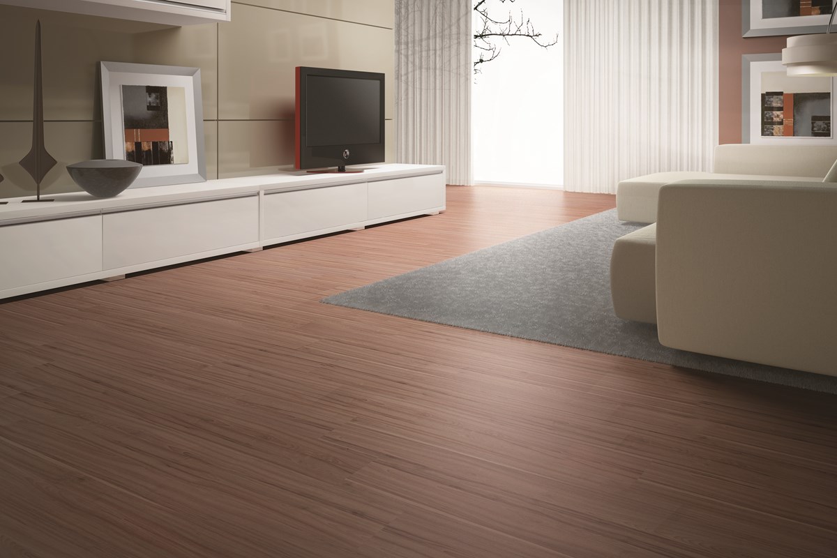 Piso Laminado Eucafloor Prime Cappuccino Instalado Sistema de Colagem Ilustração