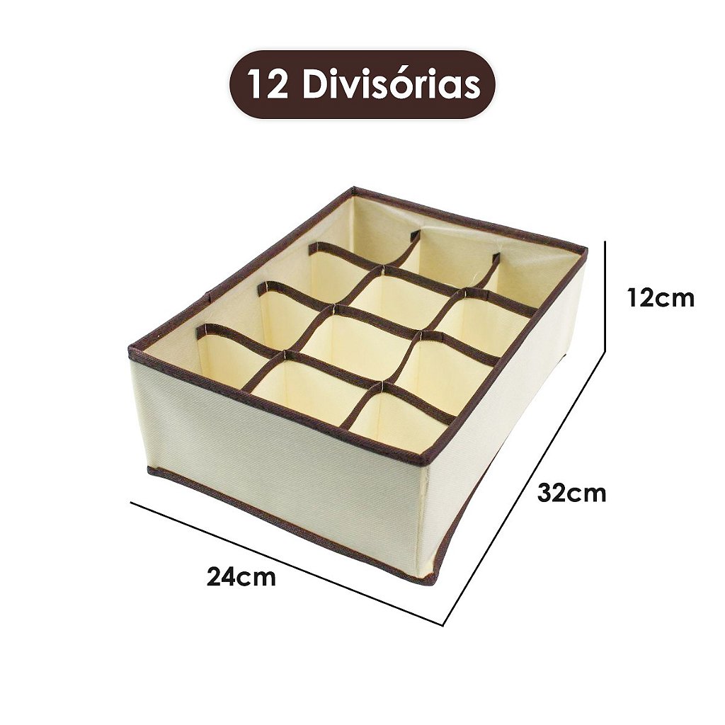 Organizador de Gaveta Calcinha Cueca Gravata Guarda Roupa 32X32cm 24  Divisórias Organização Dobrável - Venicci