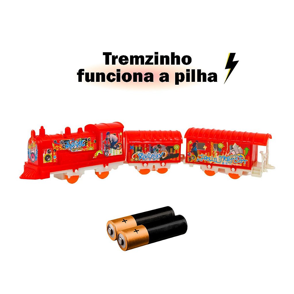 MINI TREM ELETRICO FERRORAMA BRINQUEDO INFANTIL LOCOMOTIVA TRILHOS A PILHA  HERO SQUAD VINTAGE - Ri Happy