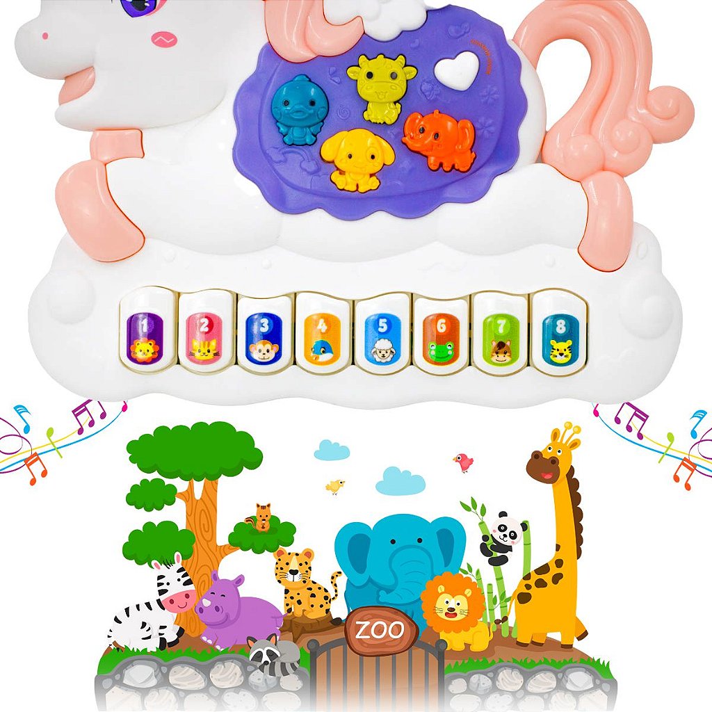 Teclado Musical Bebê Brinquedo Infantil Som Animal Unicórnio - Catálogo  GrupoShopMix