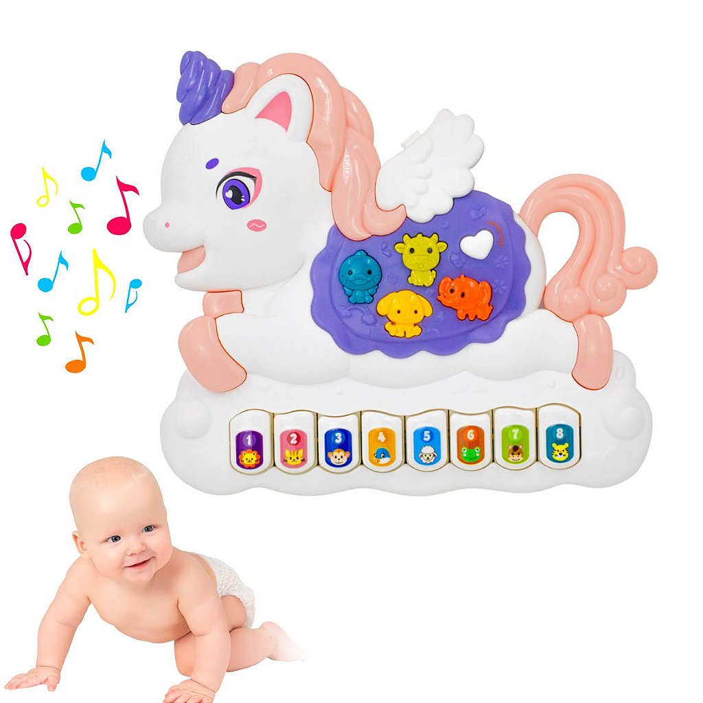 Piano Teclado Musical Infantil Bebe Sons Animais Eletronico em