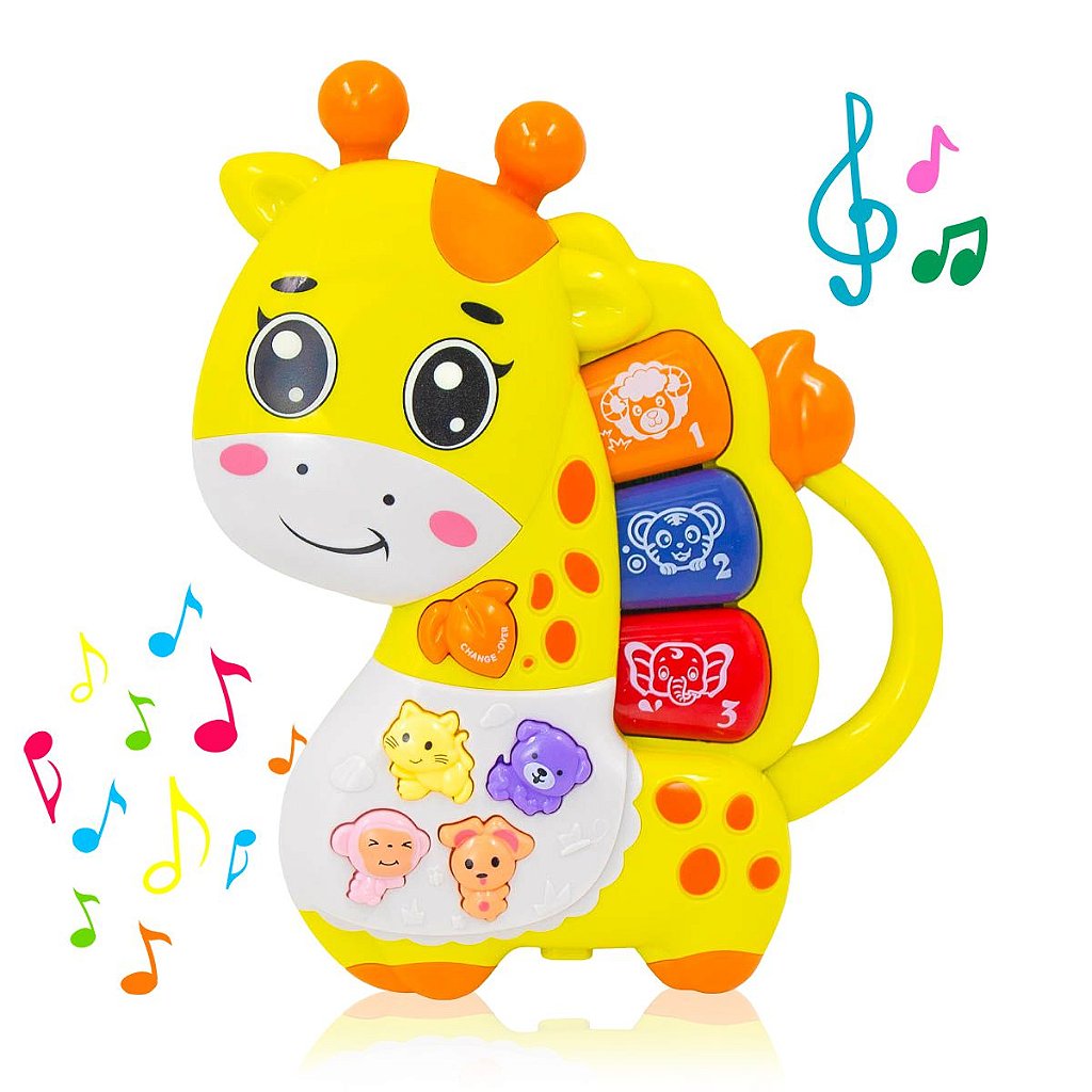 TECLADO PIANO GIRAFA MUSICAL INFANTIL SOM DE ANIMAIS 24 TECLAS BEBE BABY  BRINQUEDO com o Melhor Preço é no Zoom