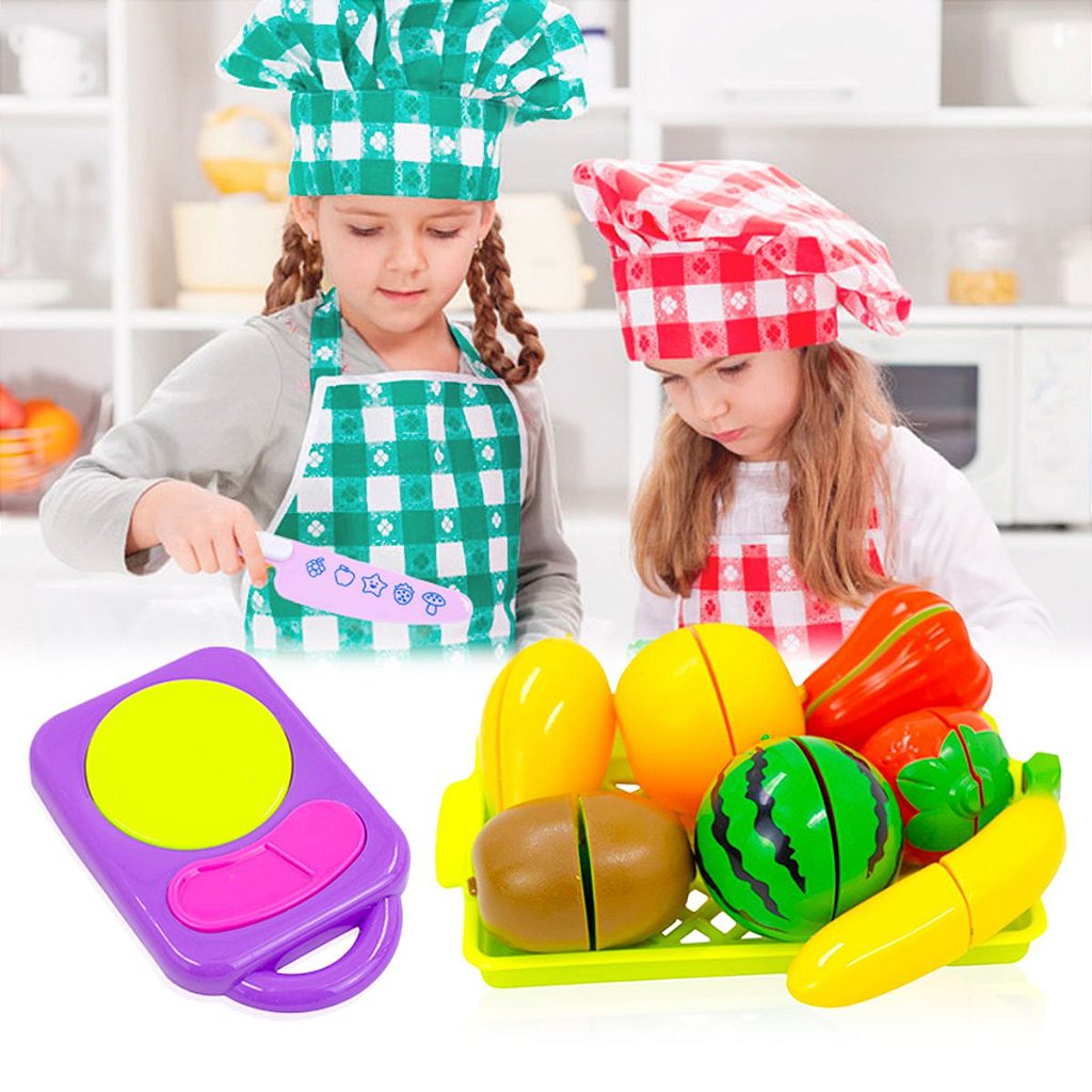 Comidinha De Brinquedo De Cortar Frutas Jogo Pop It 12pcs