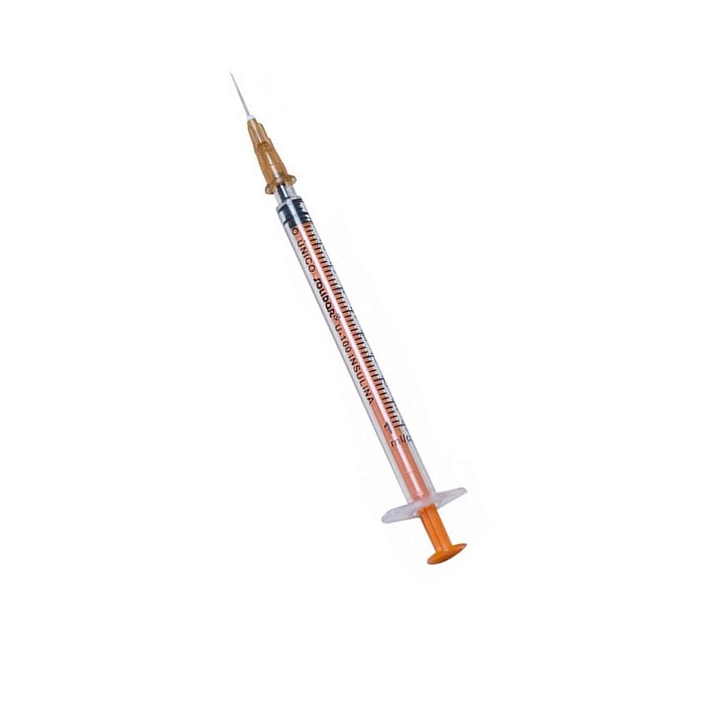 Seringa de 1ml, Estéril de uso Único para Insulina com Agulha - Total Médica