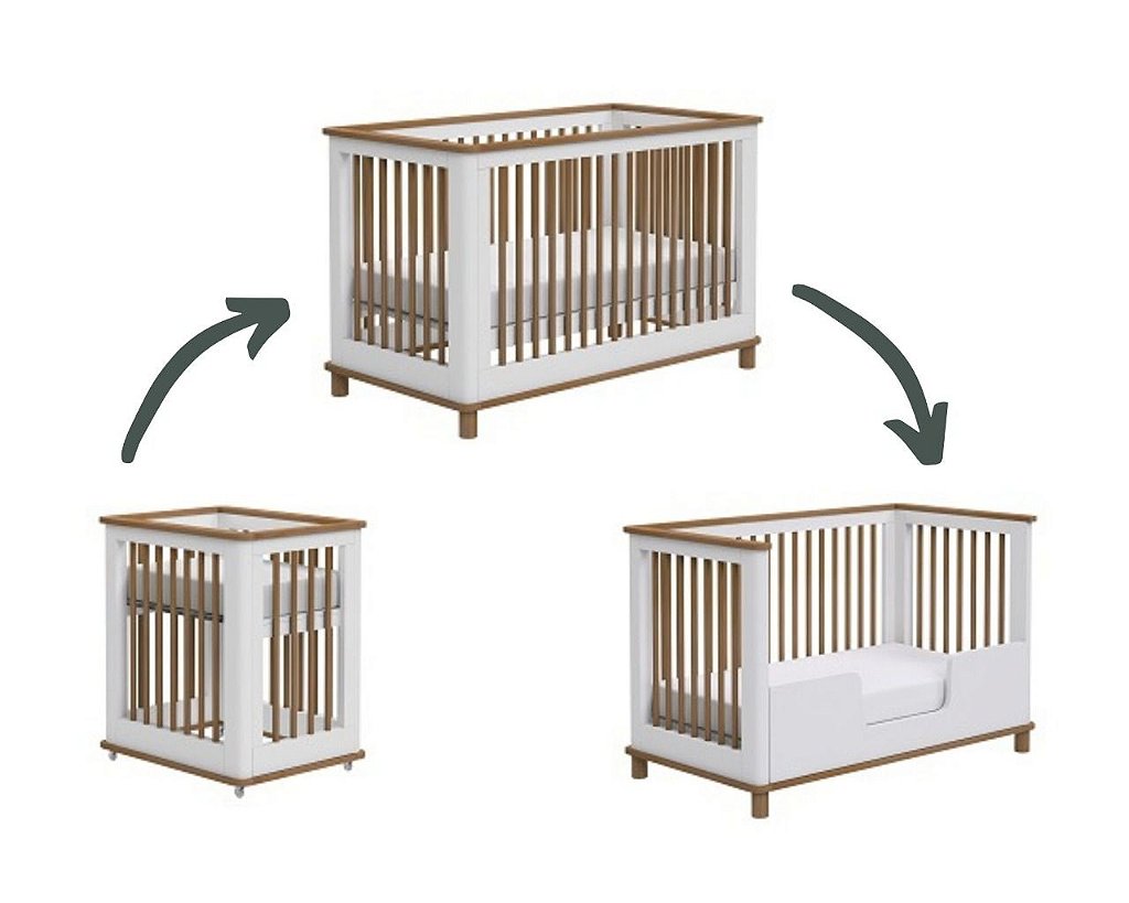 Berço Nolan 3x1 - Neve e Madeira - Ducali Baby - Loja de Bebê em Curitiba |  Berço, Móveis, Enxoval