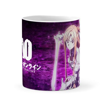 Caneca Sword Art Online Personagens Pose Interior E Alça Branca