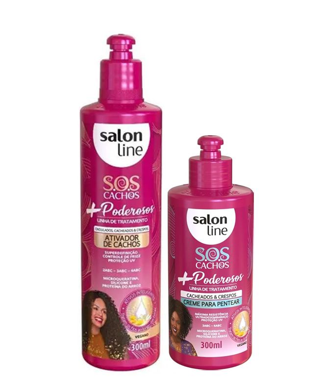 Kit Salon Line S O S Cachos Poderosos Ativador Creme De Pentear Niale Cosmeticos E Acessorios Anti Frizz