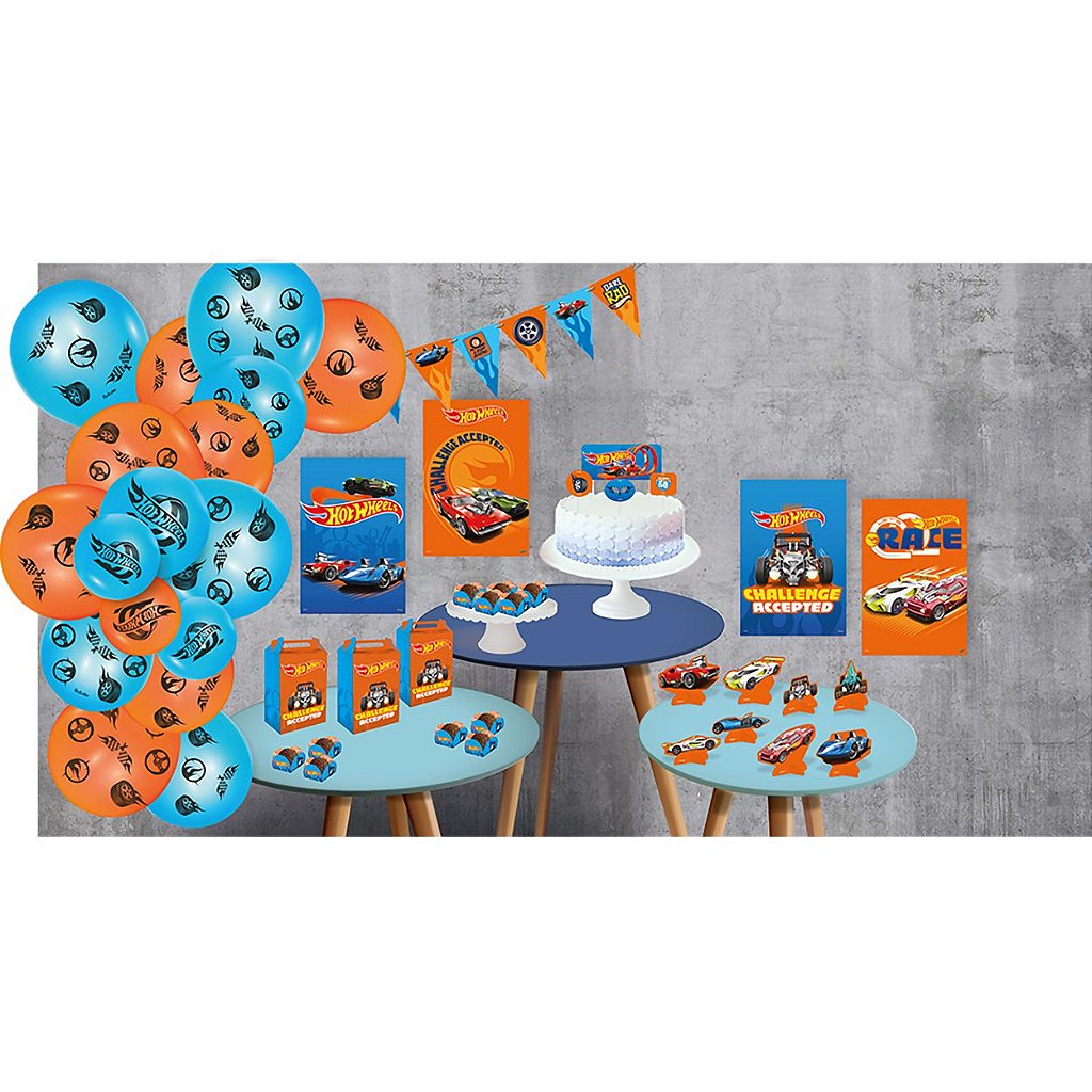 Kit festa em casa monta facil decoração aniversário Carros infantil + topo  de bolo