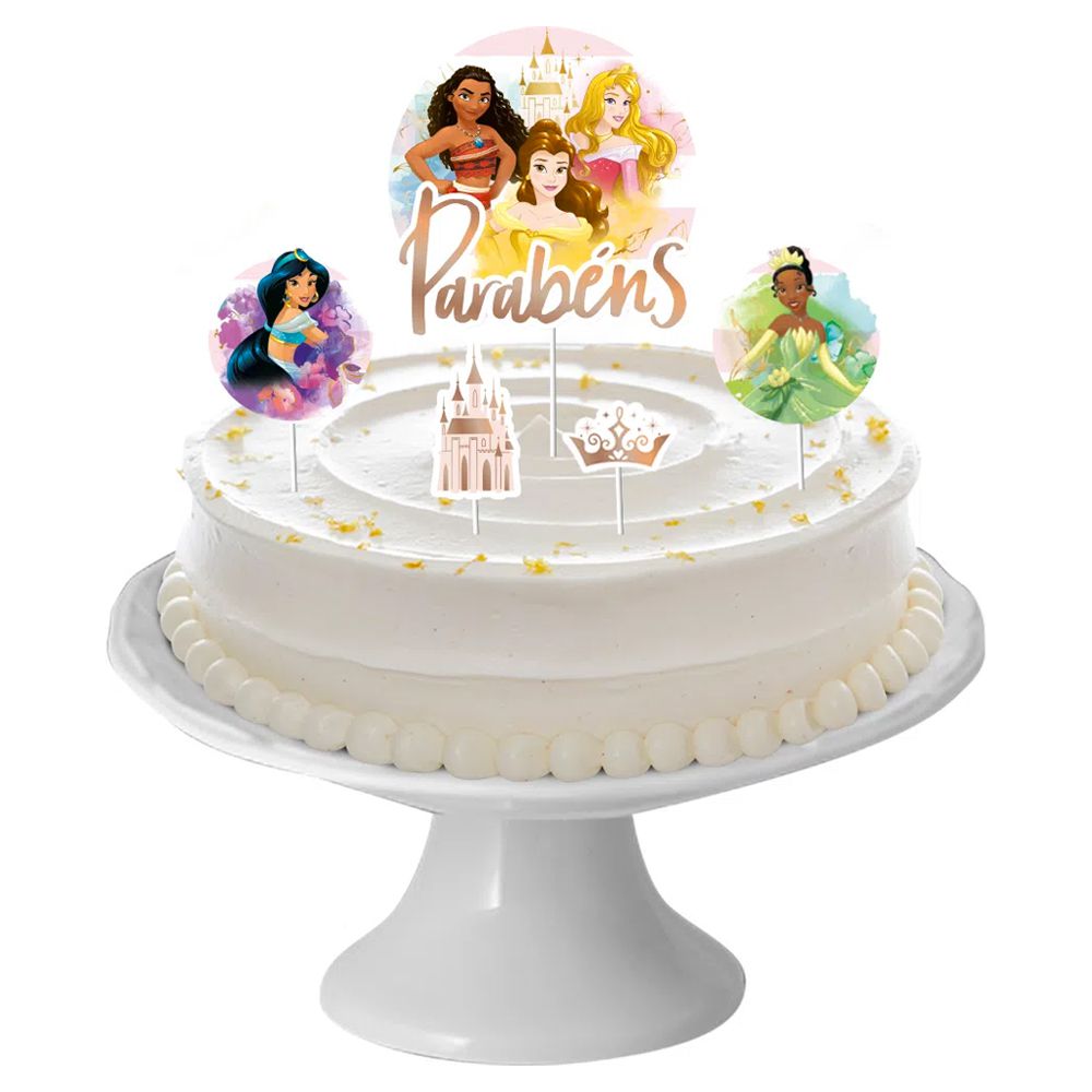 Topo de Bolo Princesas Disney Parabéns-Extra Festas