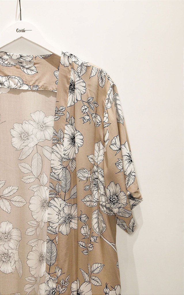 kimono feminino bege
