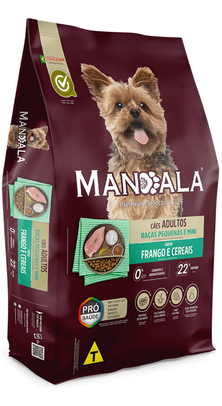 Ração Mandala Cão Adulto Raças Pequenas Sabor Frango e Vegetais