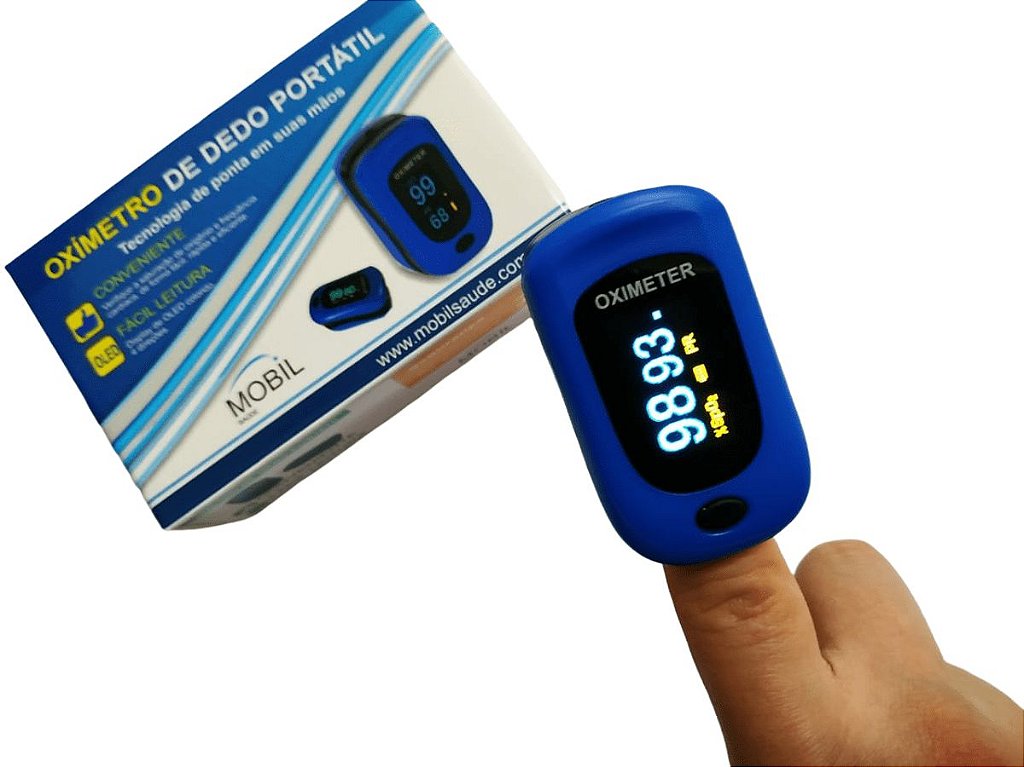 Oximetro De Pulso Dedo Adulto Led Azul Mobil - Impermed Saude & Bem Estar
