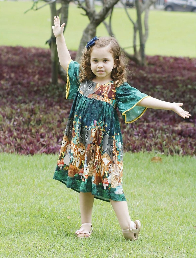 vestido infantil longo estampado