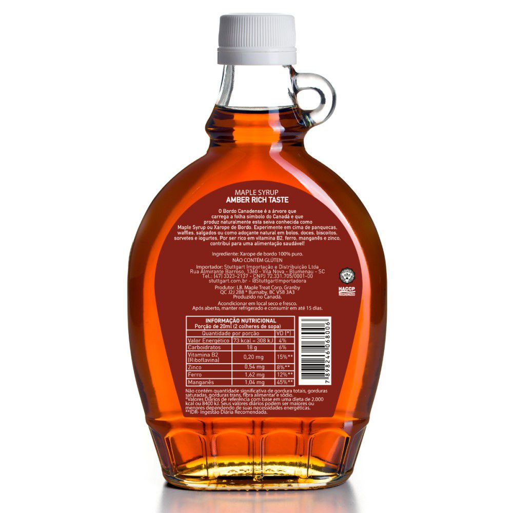 Xarope Bordo Maple Syrup 100% E 15% Nat Panqueca 12x S/juros