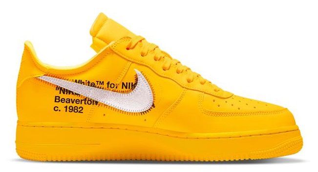 nike air force 1 off white university gold