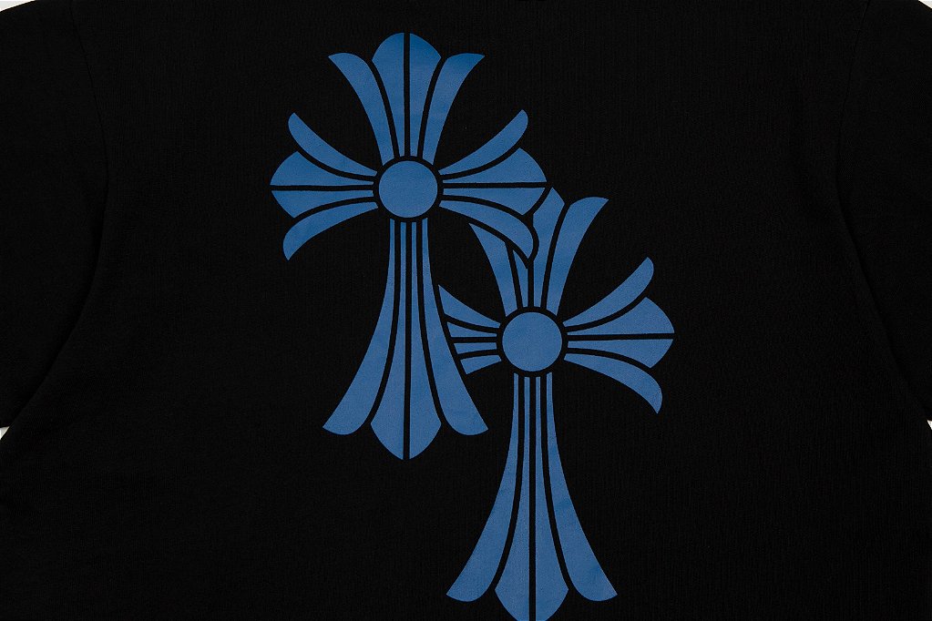 CHROME HEARTS Blue Cross Tee 正規品 Camiseta Chrome Hearts Preta Blue Cross - Boutique ZeroUm