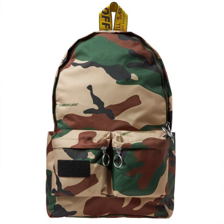 Mochila Off White Camo Verde Amarelo Boutique ZeroUm Conceito Hype de A Z